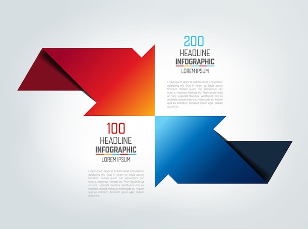 Two arrows in opposite direction infographic chart scheme diagram