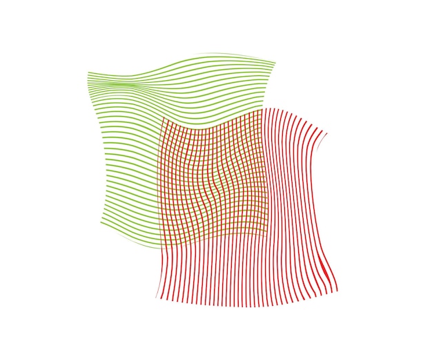 two deformed squares of broken lines intersect each other geometric shape for design isolated on white background