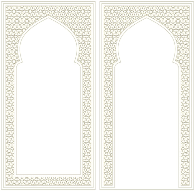Two frames Ornament in Arabic geometric style Contoured lines