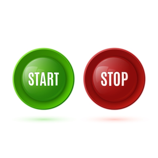 Two glossy buttons, start and stop.  illustration