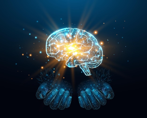 Two human hands are holds human brain Support healthy brain concept