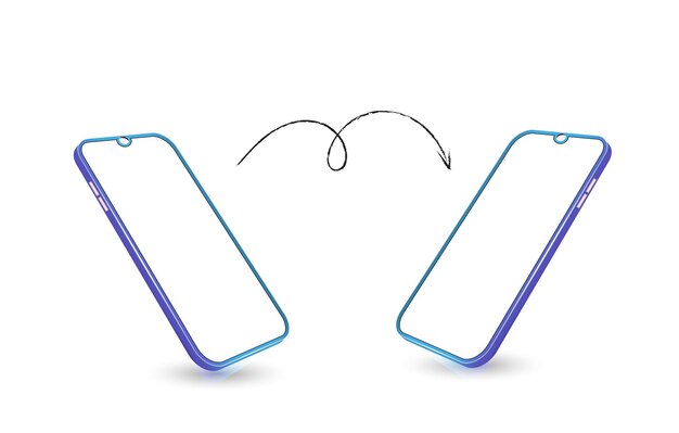 two smartphones at different angles mobile phones isolated on white background different sides of the mockups smartphone generic device 3d realistic gadgets