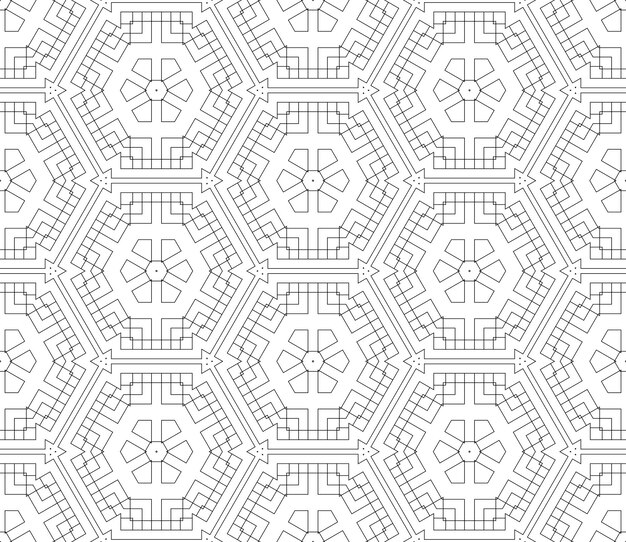 Tynn linje geometrisk sømløst mønster med forskjellige former. Stripet, rutete kort.