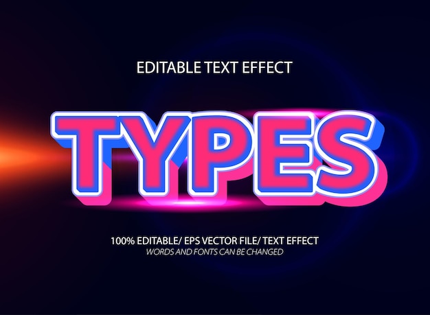 Types editable text effect and editable text style