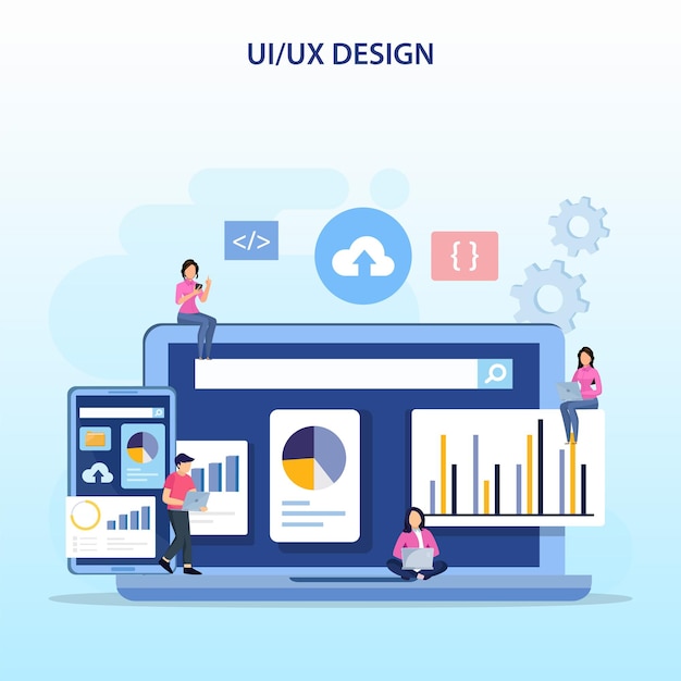UI UX design concept Creating an application design content and text place Vector illustration