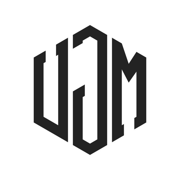 UJM Logo Design Initial Letter UJM Monogram Logo using Hexagon shape