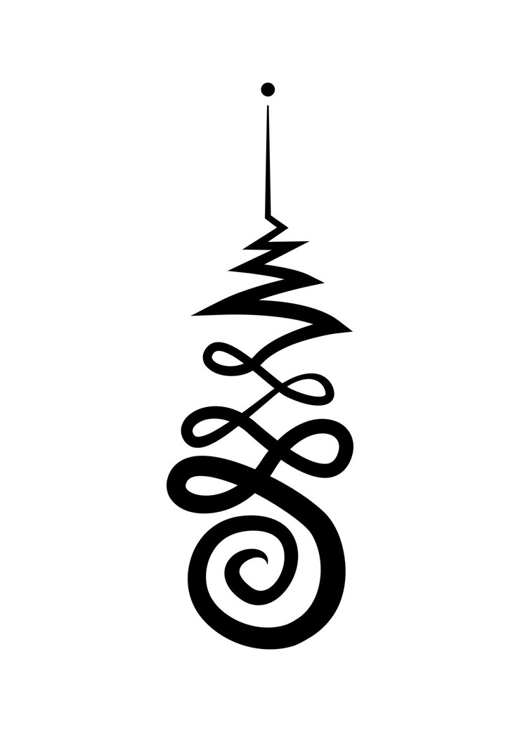 Vektor unalome symbol, hindu or buddhist sign representing path to enlightenment. yantras tattoo icon