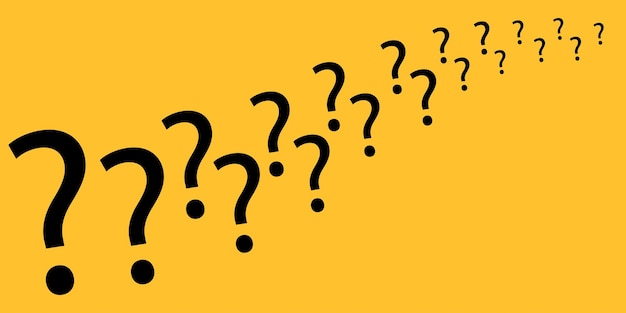 Uncertainty concept question mark symbol of different sizes forming a path
