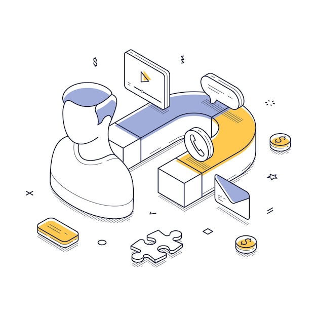 understanding user inquiries with modern isometric vector illustration in a digital environment