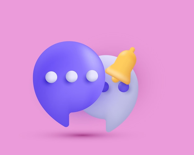 unique realistic 3d minimal notification bell design icon color isolated on