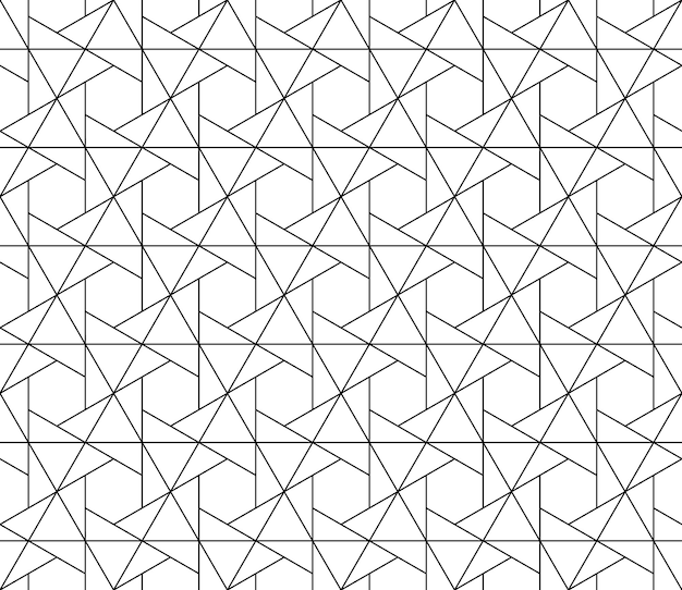 Universelt, sømløst geometrisk mønster av høy kvalitet med redigerbar strøktykkelse, utklippsmaske. Abstrakt svart og hvit vektor bakgrunn i klassisk stil