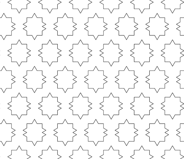 Universelt, sømløst geometrisk mønster av høy kvalitet med redigerbar strøktykkelse, utklippsmaske. Abstrakt svart og hvit vektor bakgrunn i klassisk stil