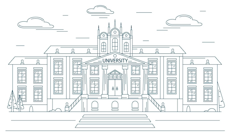 University Building Concept Contour Linear Style Vector