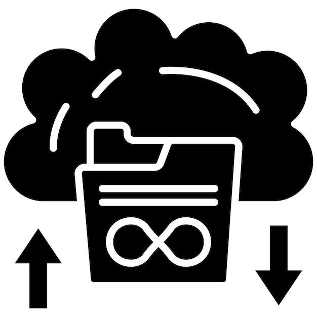 Unlimited Storage Glyph Solid Black Illustration