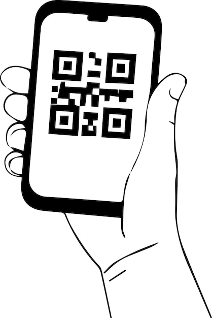 Unlock QR Code scanner isolate icon Digital Scanning url Hand Holding Smartphone Mobile Payment