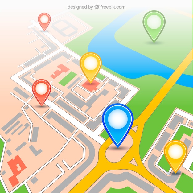 Urban gps map with pins