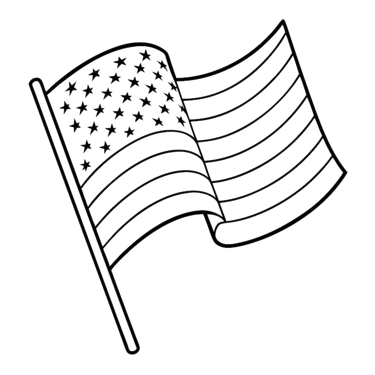 Vektor usa flag black and white vector line art childrens coloring book page
