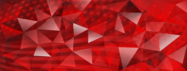 USA independence day abstract crystal background with elements of american flag in red colors