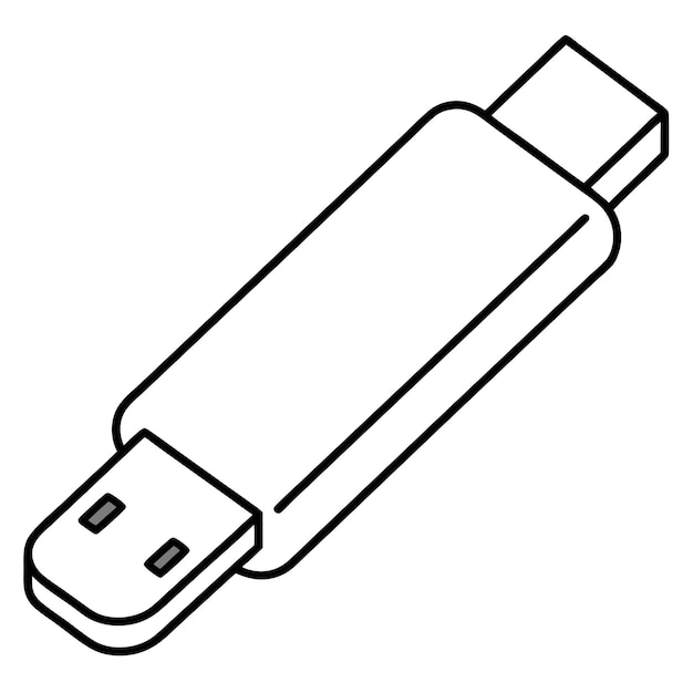 usb outline coloring book page line art illustration digital drawing