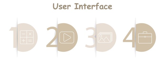 User interface set icon Calculator grid play button photo gallery briefcase organization tools multimedia workspace