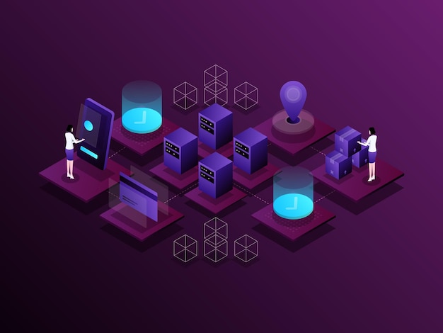 user journey isometric illustration dark gradient suitable for mobile app website banner diagrams presentation and other graphic assets