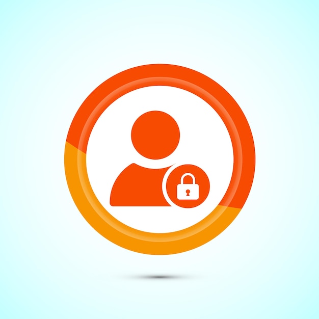user profile login icon design illustration access authentication icon orange color button design