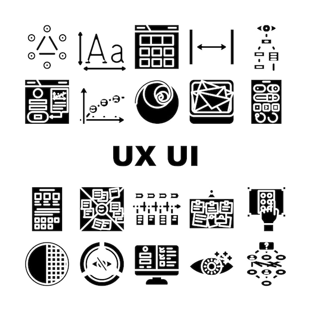 ux ui design app website icons set vector