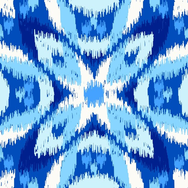 Uzbek ikat silk fabric pattern indigo blue and white colors