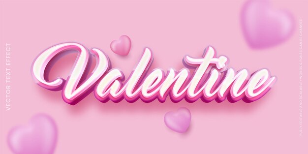 Valentine glossy pink text editable 3d style text tittle
