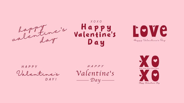 Valentines day lettering set
