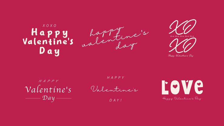 Valentines day lettering set