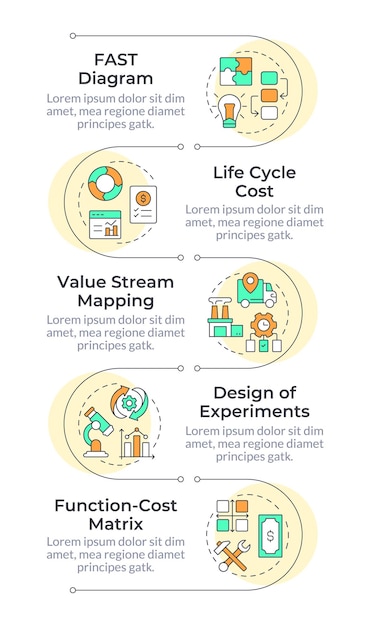 Value engineering methods infographic vertical sequence