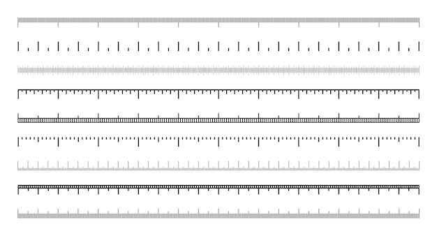 Various measurement scales with divisions realistic scale for measuring length or height in