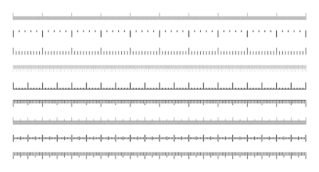 various measurement scales with divisions realistic scale for measuring length or height in