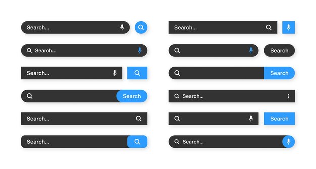 various search bar templates dark mode internet browser engine with search box address bar and text