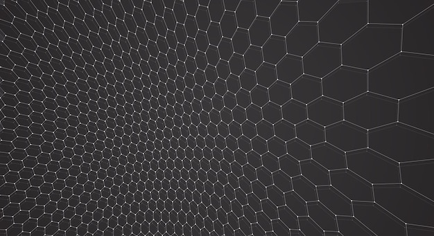 Vector 3d object from a hexagon grid with dots stylish design