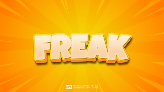 Vector 3d text freak editable text effect font.