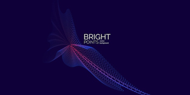 Vector abstract background with dynamic waves, line and particles. Illustration suitable for design