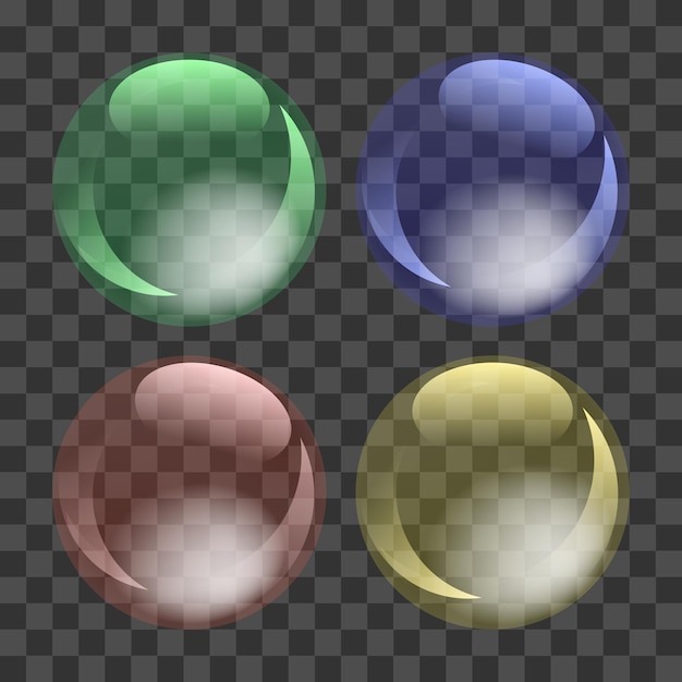 Vector abstract glass color spheres ball shiny transparent bubble reflection and glossy