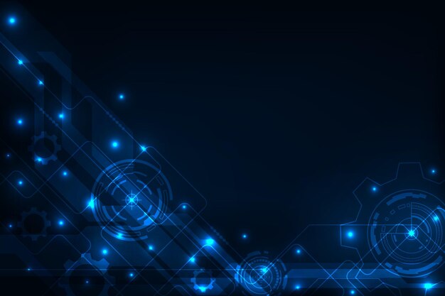 vector abstract line circuit with gear technology background hitech commucation concept background