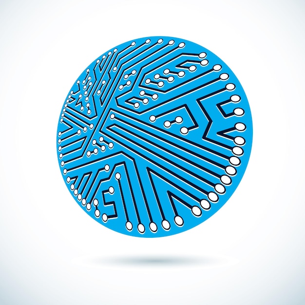 vector abstract technology illustration with circular circuit board. high tech digital scheme of electronic device.