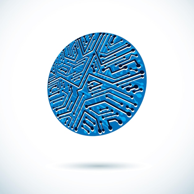 vector abstract technology illustration with circular circuit board. high tech digital scheme of electronic device.