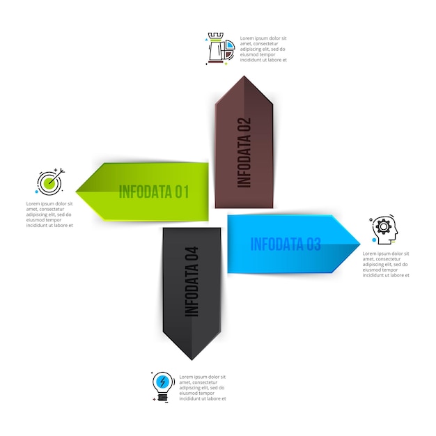 vector arrows infographic with 4 options. template for cycle diagram, graph, presentation.