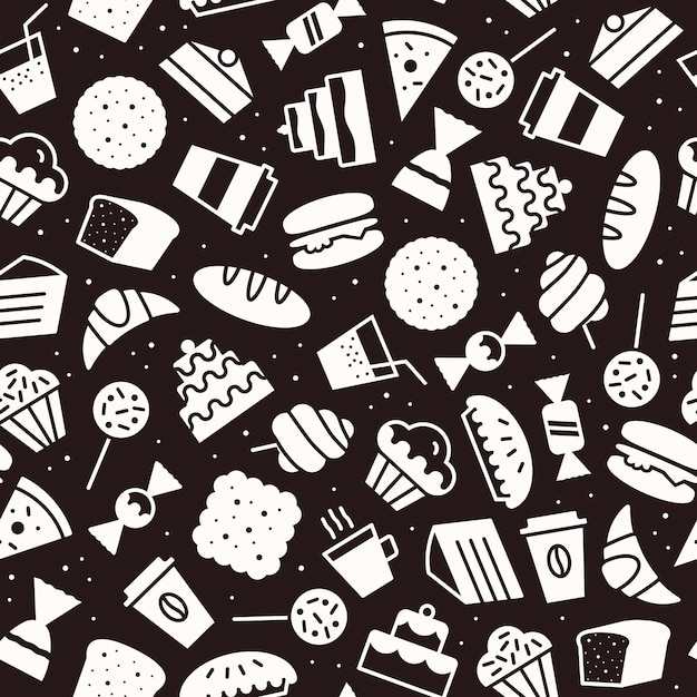 vector bakery seamless pattern flat style for sweet shop website menu dessert banner cupcake cafe restaurant packaging wrapping paper baked background 10 eps