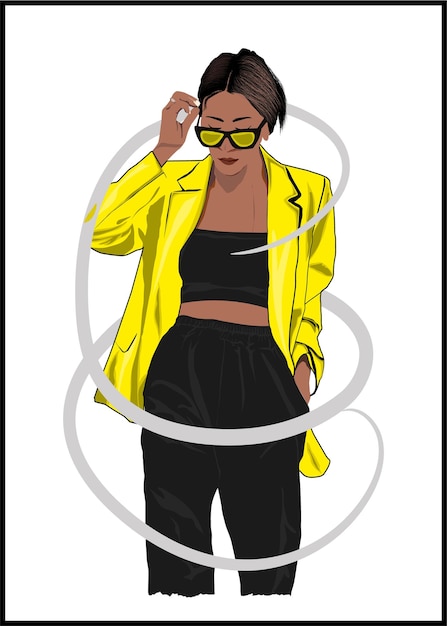 vector beautiful girl in stylish fashion