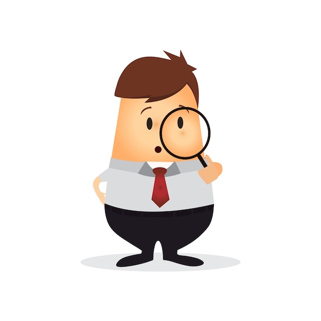 vector business man with a magnifying glass