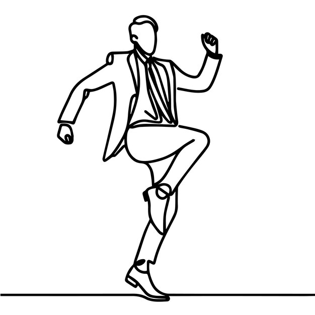 vector business people dancing with a simple continuous line style and white background