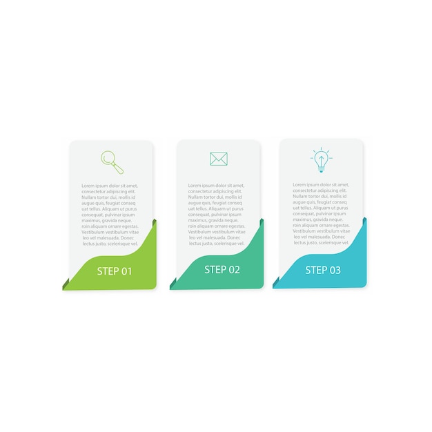 Vector Business Web Banner Template with Icons and 3 Steps for Process diagram