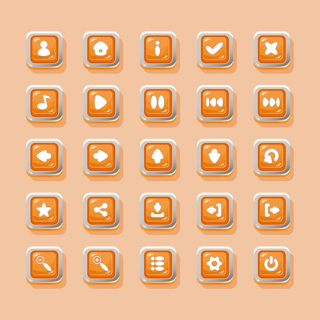 vector buttons with icons for the design of the game interface