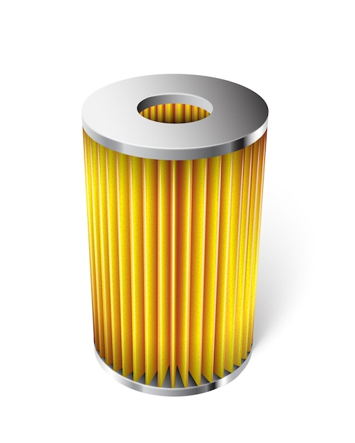 vector car oil filter for engine realistic with yellow paper